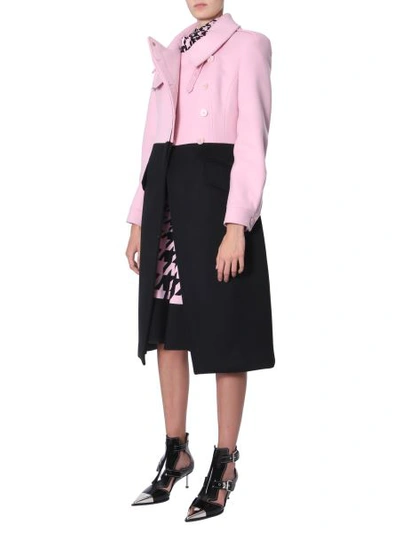 Shop Alexander Mcqueen Two-colored Coat In Pink