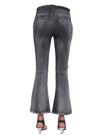 Shop Ben Taverniti Unravel Project Laceup Flare Cropped Jeans In Grey
