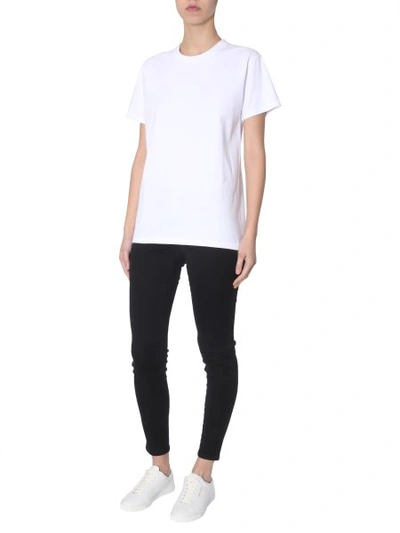 Shop Helmut Lang Cotton Crew Neck T-shirt With Embroidered Logo In White