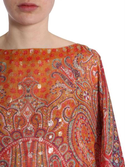 Shop Etro Silk Poncho In Red