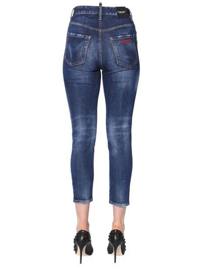 Shop Dsquared2 Twiggy Fit High Waist Cropped Jeans In Blue