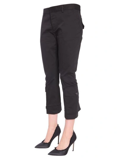 Shop Dsquared2 Cotton Twill Trousers In Black