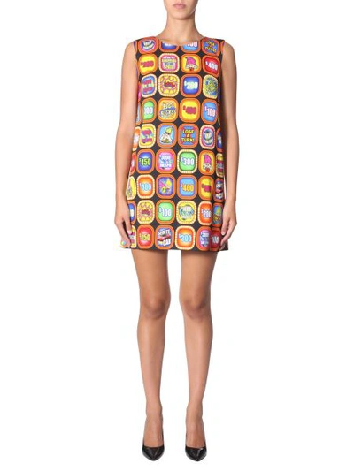 Shop Moschino Crew Neck Dress In Multicolour