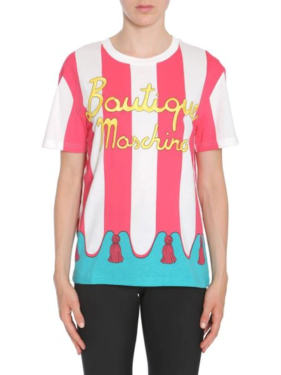 Shop Boutique Moschino Round Collar T-shirt In Pink