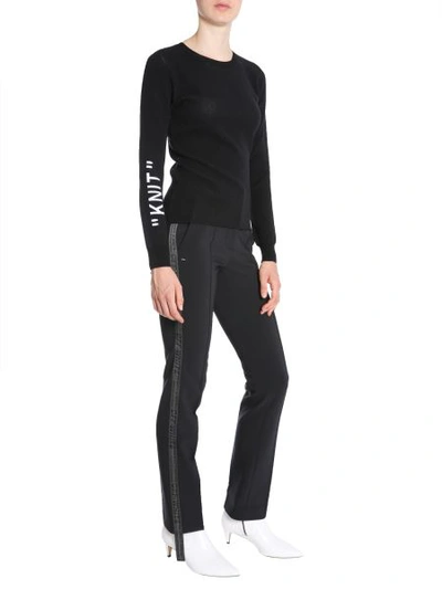 Shop Off-white Jumper With "knit" Intarsia In Black