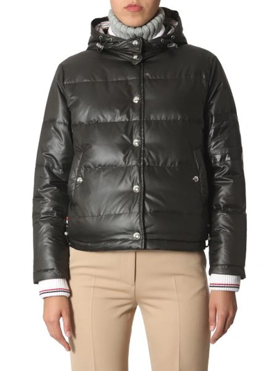 Shop Thom Browne Hooded Down Jacket In Black