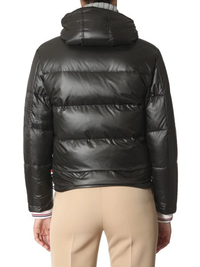 Shop Thom Browne Hooded Down Jacket In Black