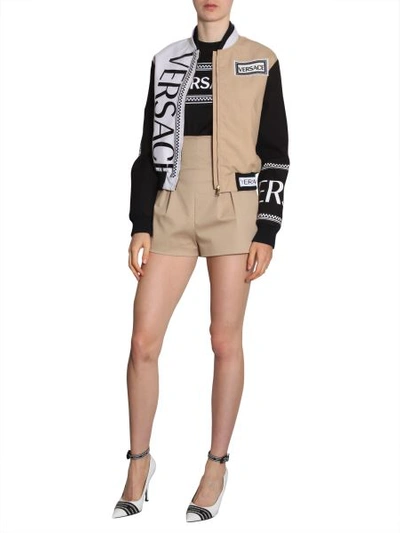 Shop Versace Bomber Jacket With Logo In Multicolour
