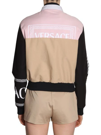 Shop Versace Bomber Jacket With Logo In Multicolour