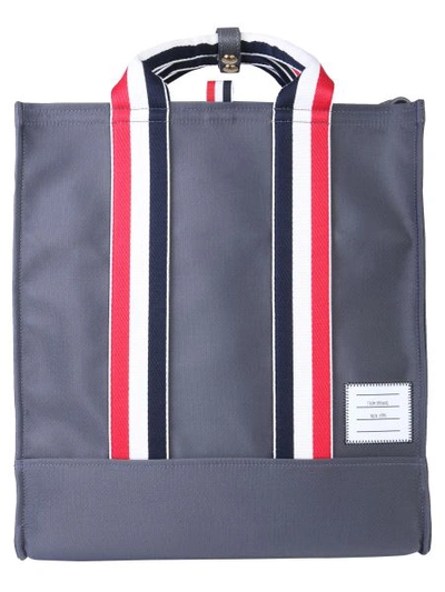 Shop Thom Browne Technical Fabric Tote Bag In Charcoal