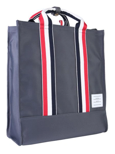 Shop Thom Browne Technical Fabric Tote Bag In Charcoal