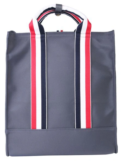 Shop Thom Browne Technical Fabric Tote Bag In Charcoal