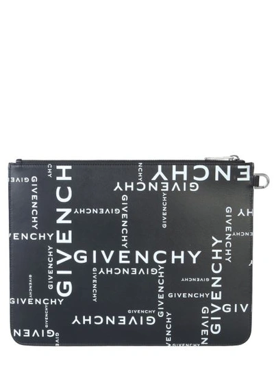 Shop Givenchy Clutch With Logo Print In Black