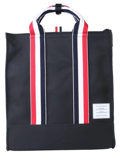 Shop Thom Browne Technical Fabric Tote Bag In Black