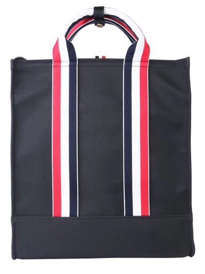 Shop Thom Browne Technical Fabric Tote Bag In Black