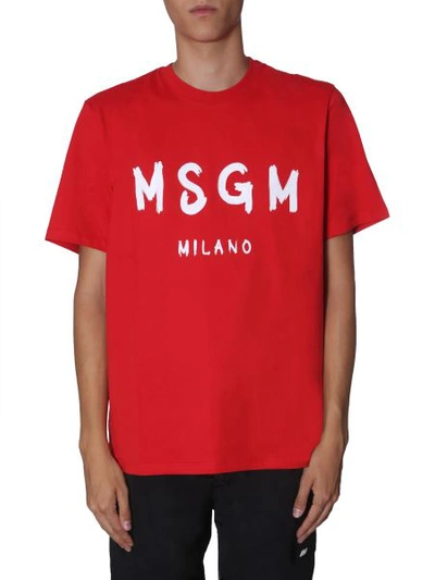 Shop Msgm Round Neck T-shirt In Red