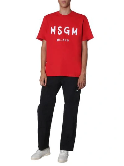 Shop Msgm Round Neck T-shirt In Red