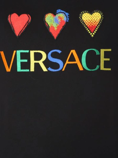 Shop Versace T-shirt With Embroidered Logo In Black