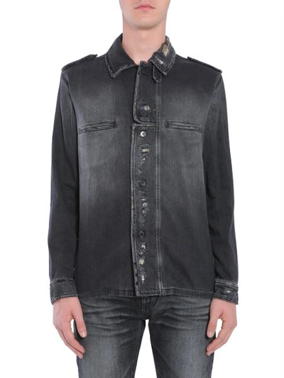 Shop Saint Laurent Military Shirt Jacket In Black