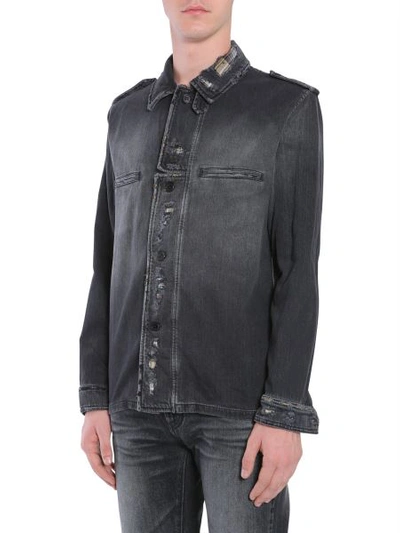 Shop Saint Laurent Military Shirt Jacket In Black