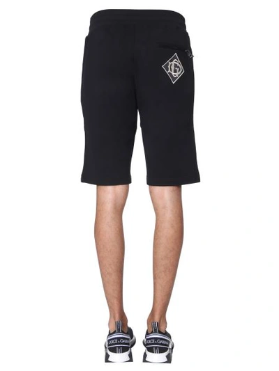 Shop Dolce & Gabbana Logo Embroidered Bermuda In Black