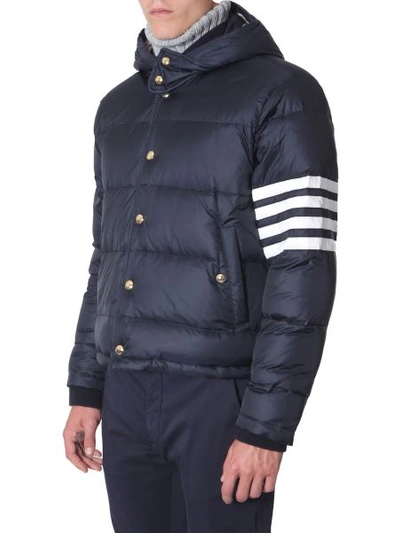 Shop Thom Browne Hooded Bomber In Blue