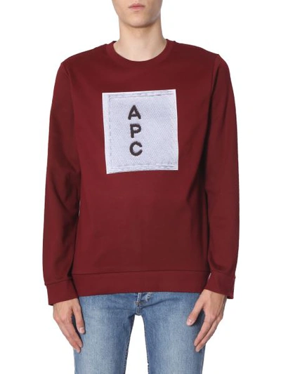 Shop Apc Sweatshirt With Logo Print In Bordeaux