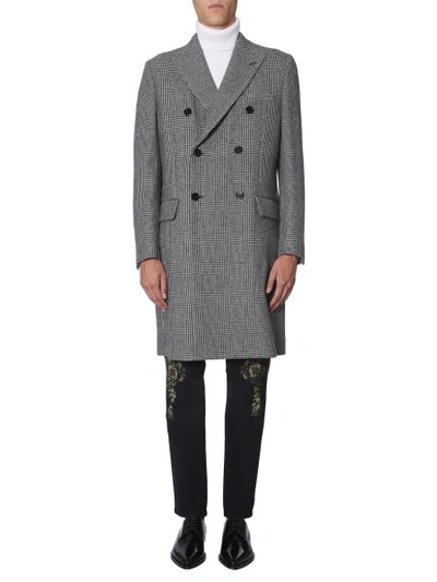 Shop Dolce & Gabbana Prince Of Wales Coat In Grey