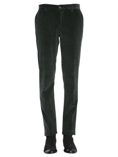 Shop Etro Slim Fit "cuba" Cotton Trousers In Green