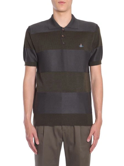 Shop Vivienne Westwood Striped Polo Shirt In Black