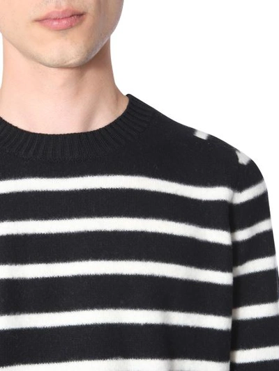 Shop Saint Laurent Striped Sweater In Black