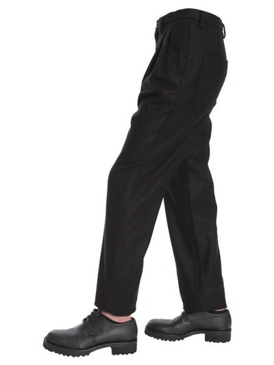 Shop Tommy Hilfiger Wool Trousers In Black