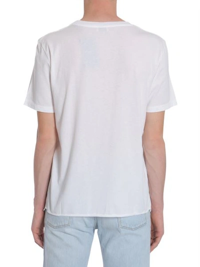 Shop Saint Laurent Round Collar T-shirt In Ivory