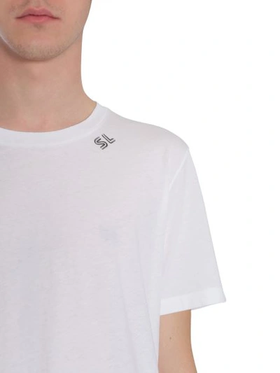 Shop Saint Laurent Round Collar T-shirt In Ivory