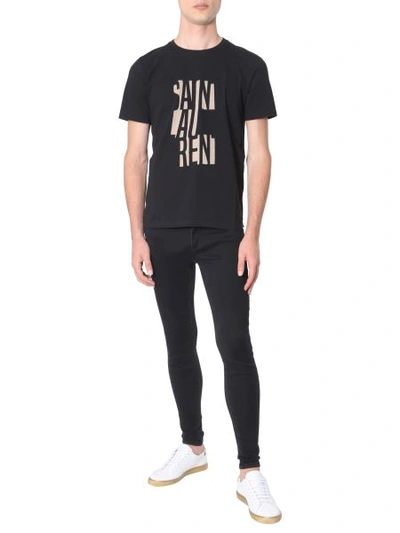 Shop Saint Laurent T-shirt With Poster Print In Black