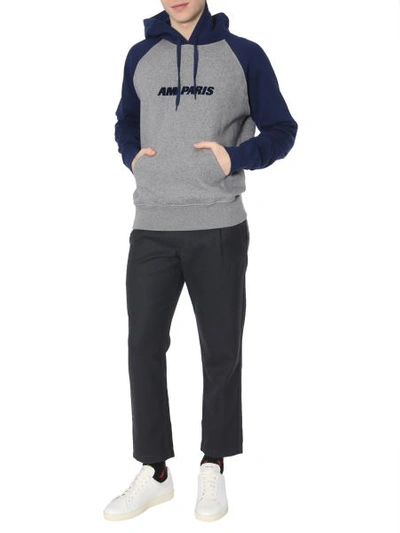 Shop Ami Alexandre Mattiussi Hooded Sweatshirt In Blue