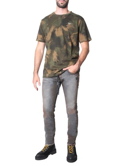 Shop Off-white Round Neck T-shirt In Military Green