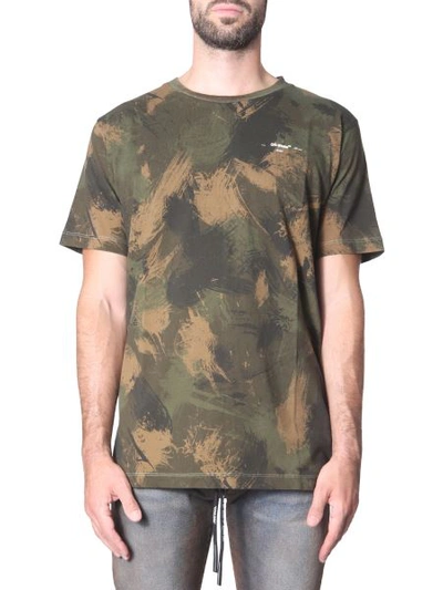 Shop Off-white Round Neck T-shirt In Military Green