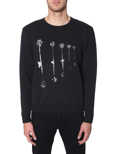Shop Saint Laurent Crew Neck Sweatshirt In Black