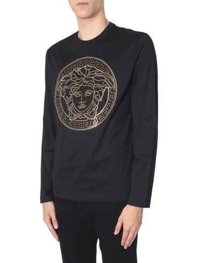 Shop Versace Long Sleeved T-shirt In Black