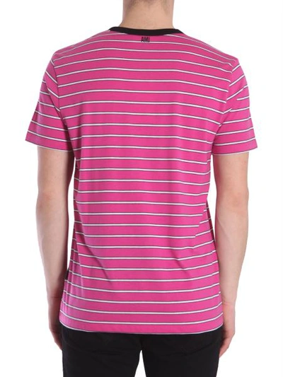 Shop Ami Alexandre Mattiussi Striped T-shirt In Pink