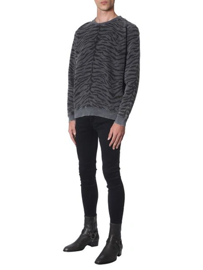 Shop Saint Laurent Round Neck Sweatshirt In Black