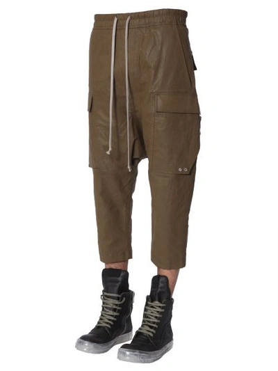 Shop Rick Owens Cargo Crop Trousers In Yellow