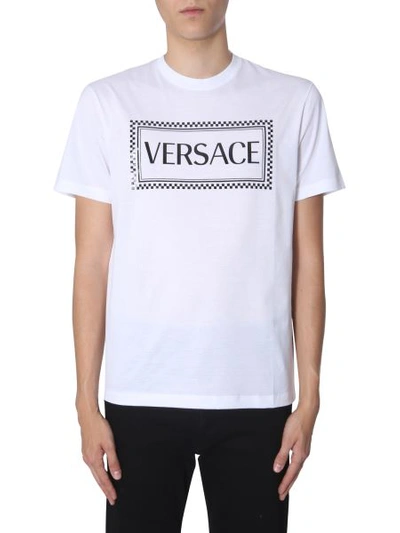 Shop Versace T-shirt With 90s Logo Print In White
