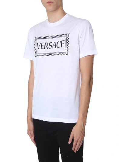 Shop Versace T-shirt With 90s Logo Print In White
