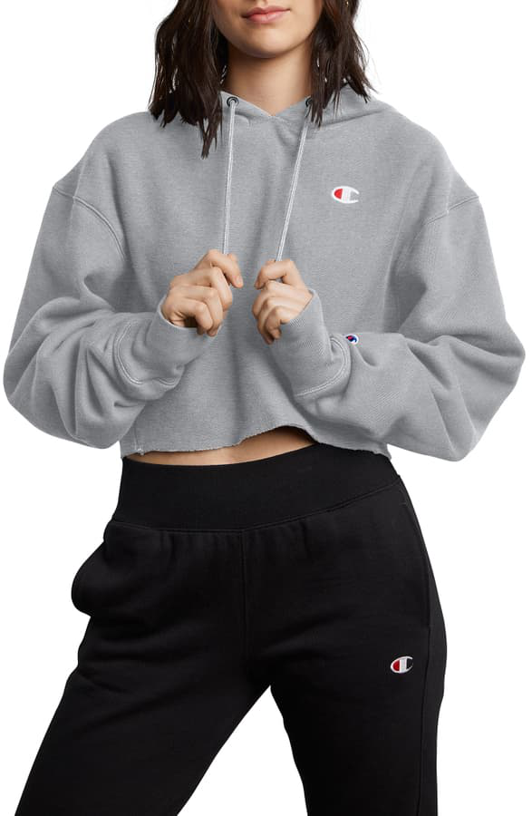 gray champion cropped hoodie