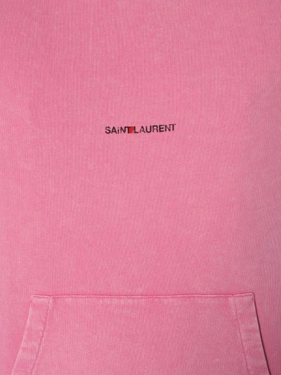 Shop Saint Laurent Hooded Sweatshirt In Fuchsia