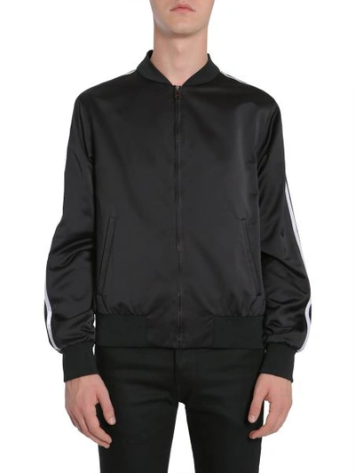 Shop Versace Back Embroidered Bomber Jacket In Black