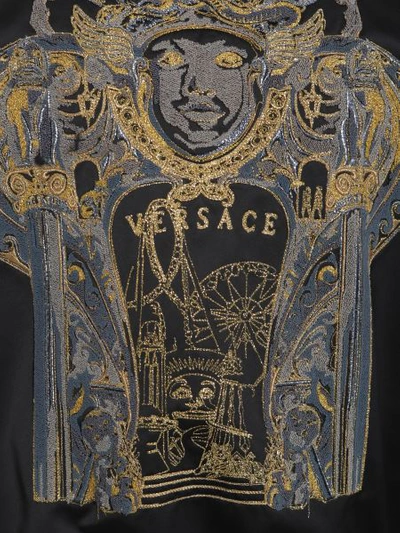 Shop Versace Back Embroidered Bomber Jacket In Black