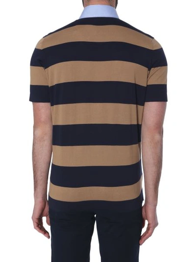 Shop Brunello Cucinelli Striped Polo In Blue